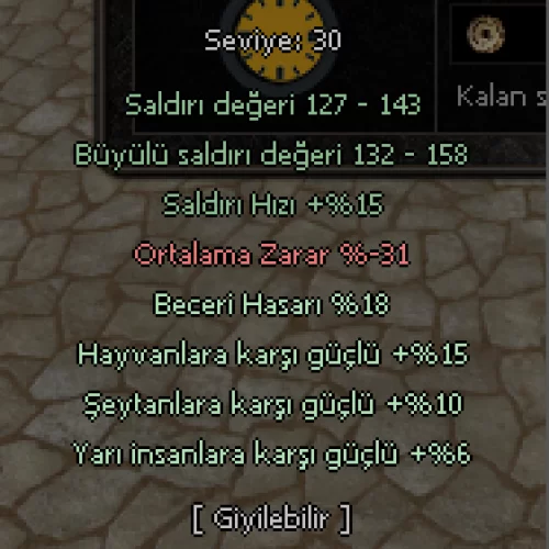  +9 18 beceri 6 yarı dolunay kılıcı